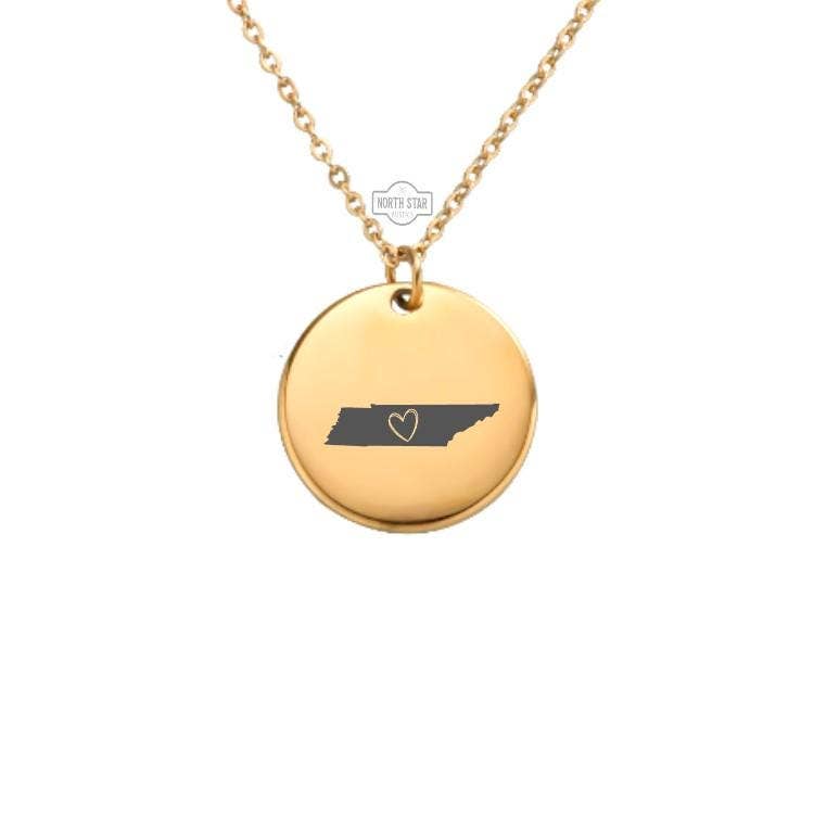 Tennessee Necklace -  With Heart Gold or Silver