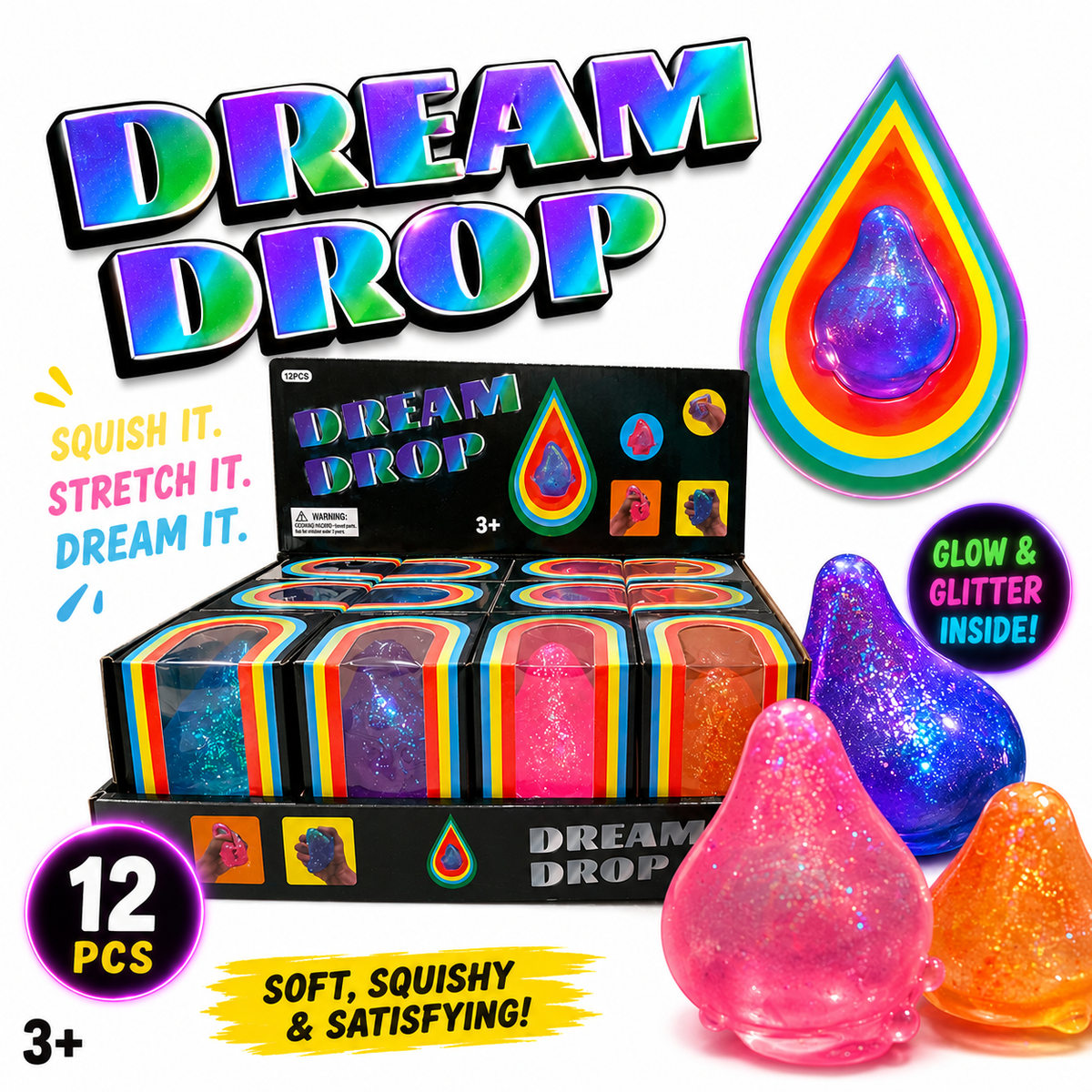 Glitter Squishy Drop Toy