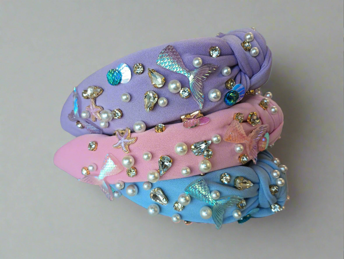 Beaded Headband - Mermaid (Blue)