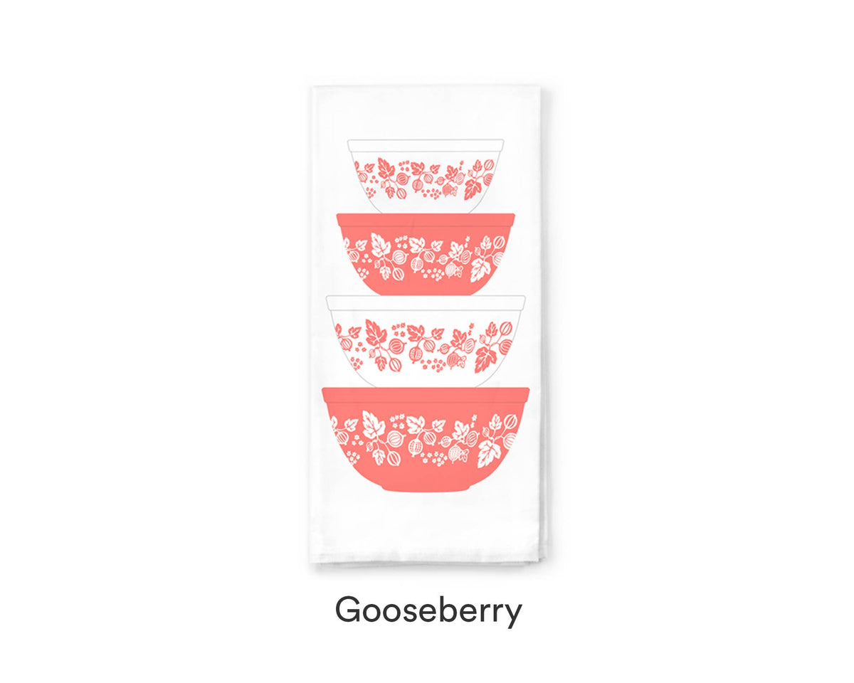 Vintage Bowl Stack Cotton Tea Towel | 6 Patterns