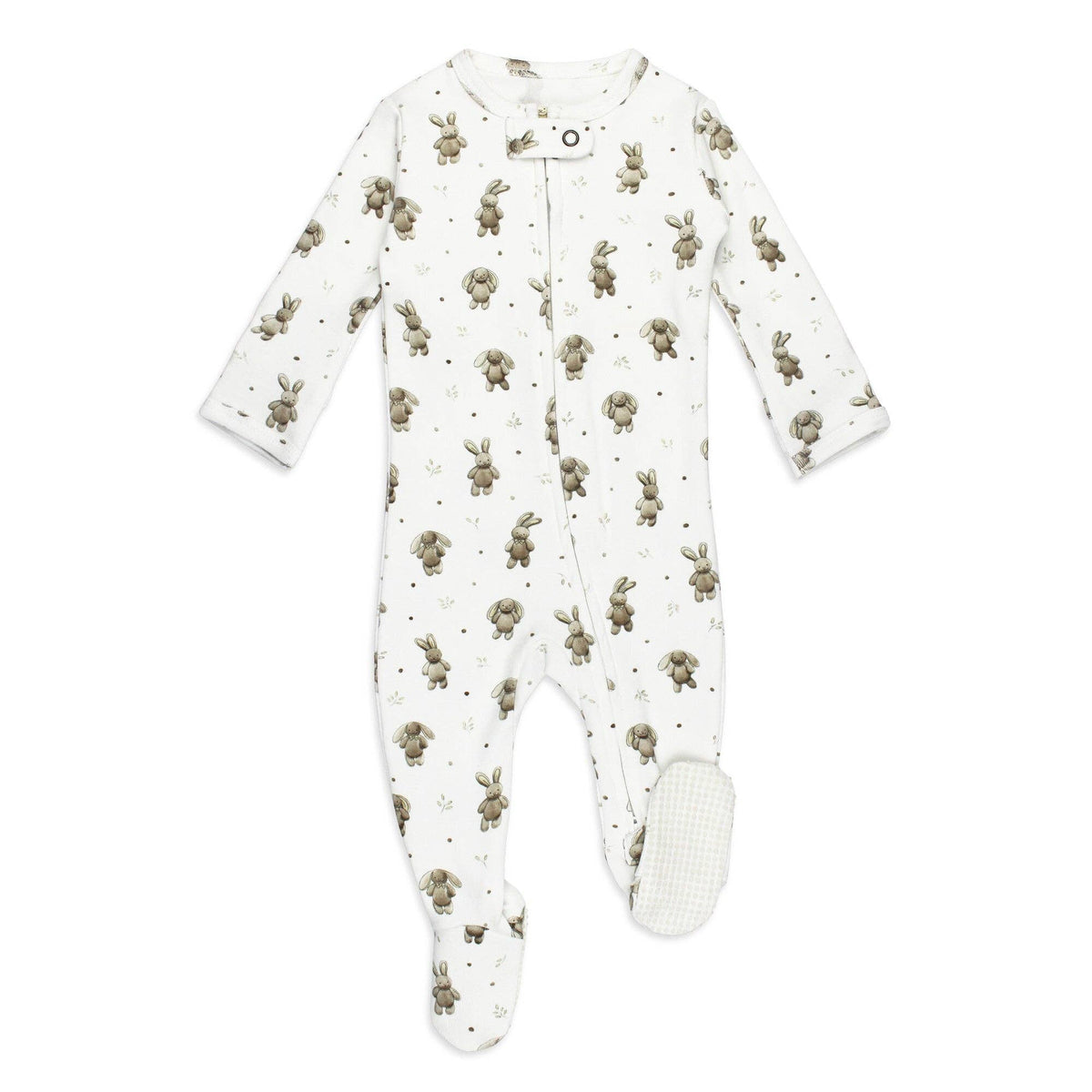 Organic 2-Way Zipper Footie in Bunny Shadow