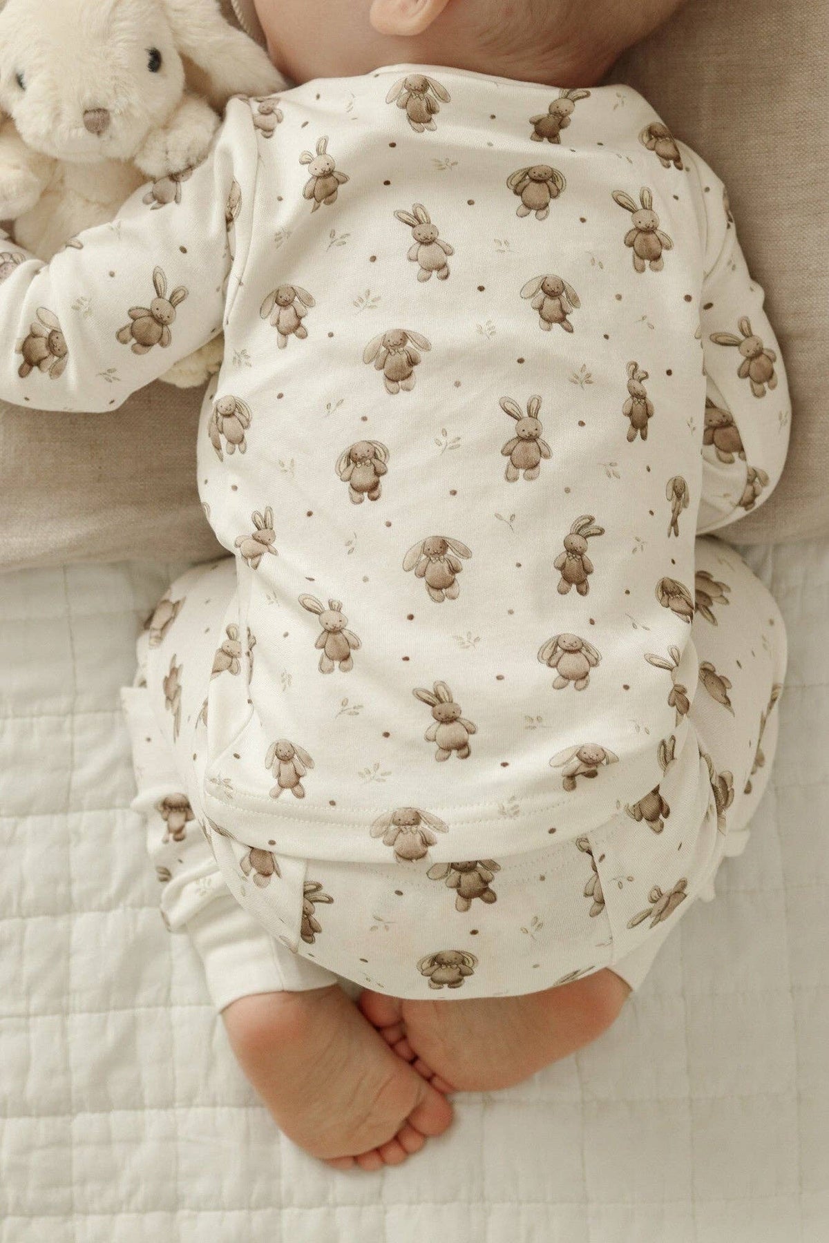 Kids' Organic L/Sleeve PJ Set in Bunny Shadow