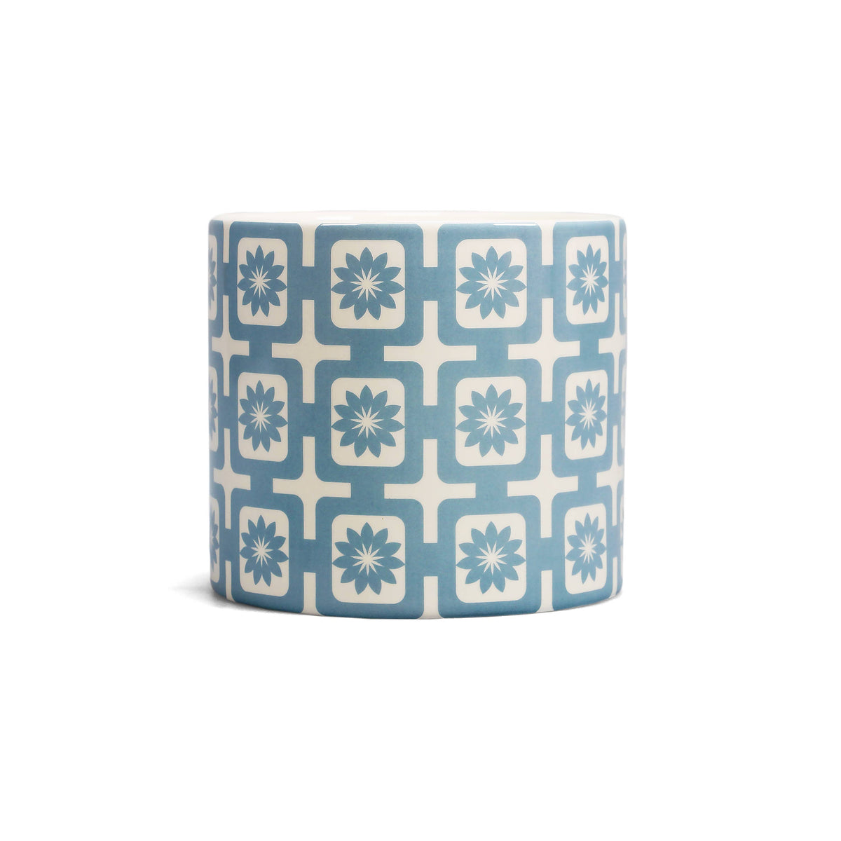 Ceramic Plant Pot Tiles Design Blue Stars