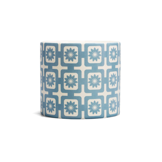 Ceramic Plant Pot Tiles Design Blue Stars