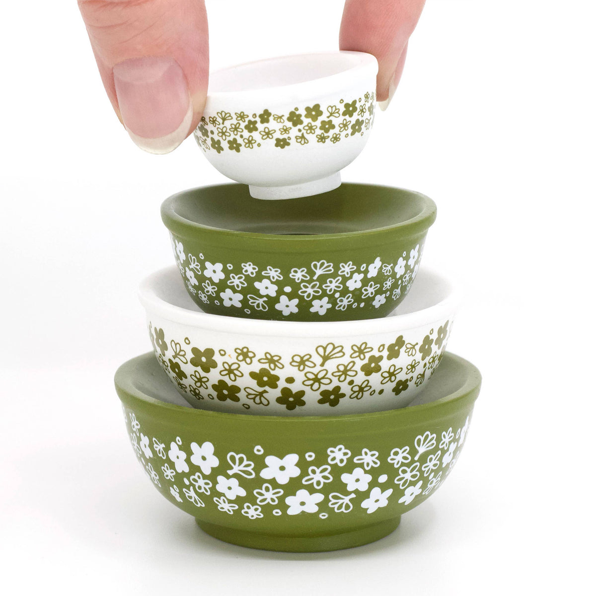 Mini Pyrex-Inspired Mixing Bowls Stackable Display Set
