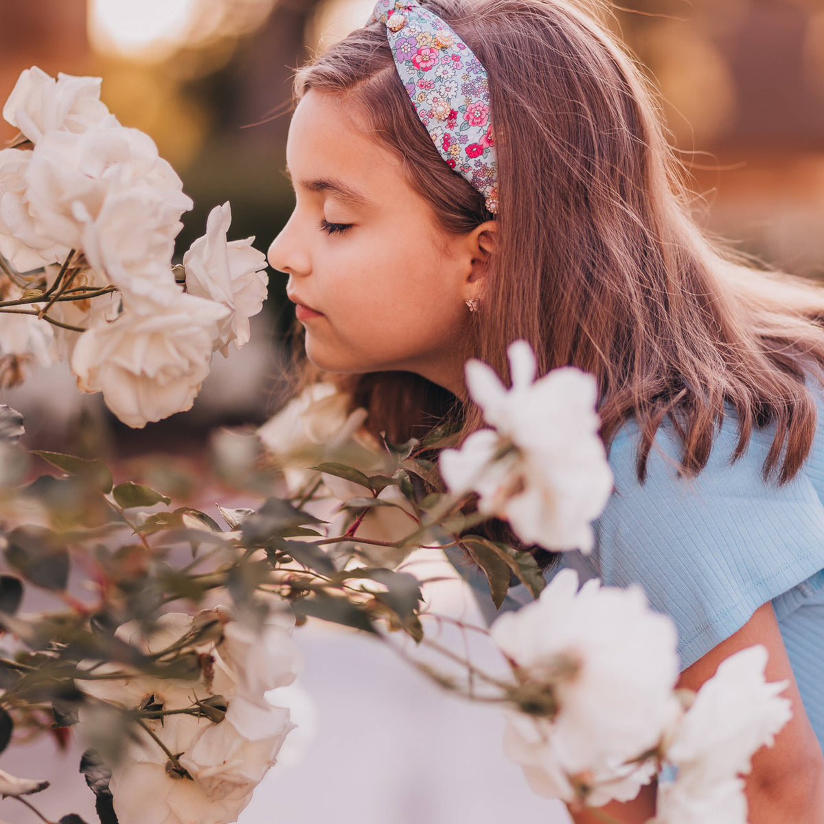 Kids Knot Headband - Embellished Floral Rhinestone Pearl