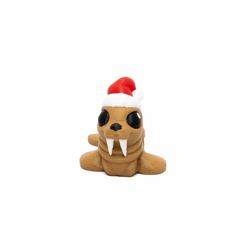 Walrus (Santa Hat) • Christmas • Mini 3D Printed Articulated Animal • Flexi Animals • Pocket Pets • Pocket Pals • Desk Pets*