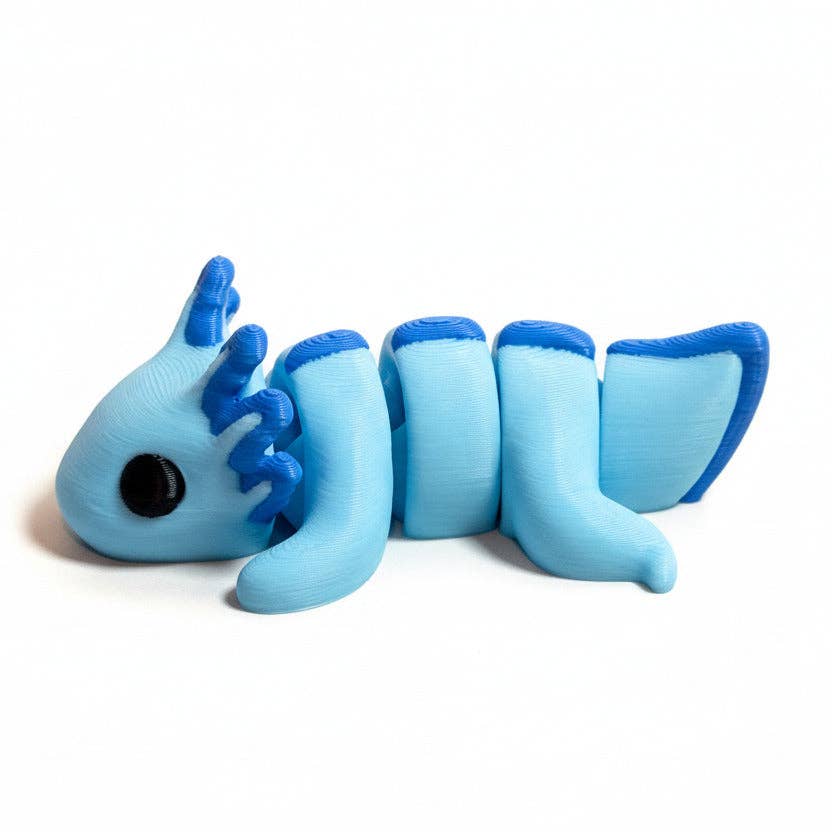 Axolotl (Blue) • Articulated *Larger* Animals • 3D Printed Articulated Animal • Flexi Animals • Pocket Pets • Pocket Pals • Desk Pets [#29]