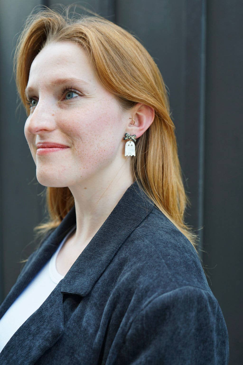 Mini Bow Ghost Earrings - White Shimmer // Jewelry, Halloween