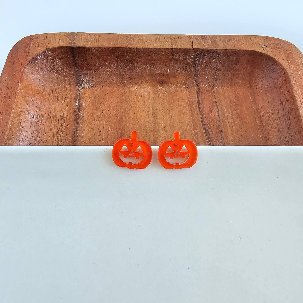 Jack O' Lantern Pumpkin Studs - Orange Glitter // Halloween