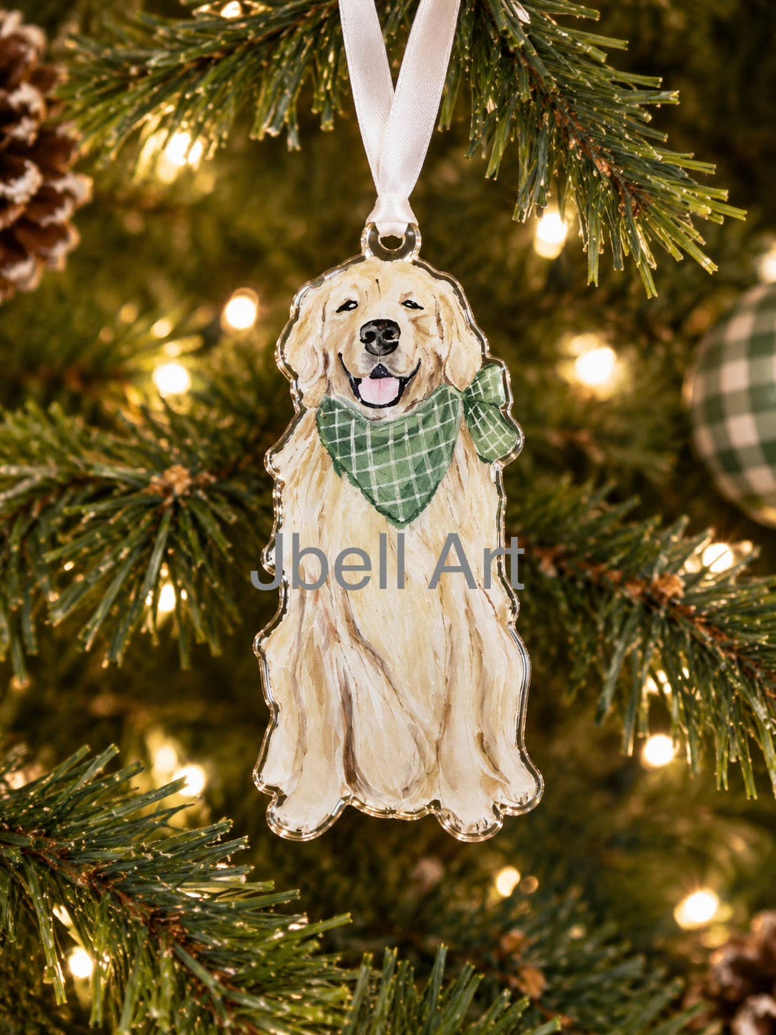 Watercolor Golden Retriever Dog Acrylic Ornament
