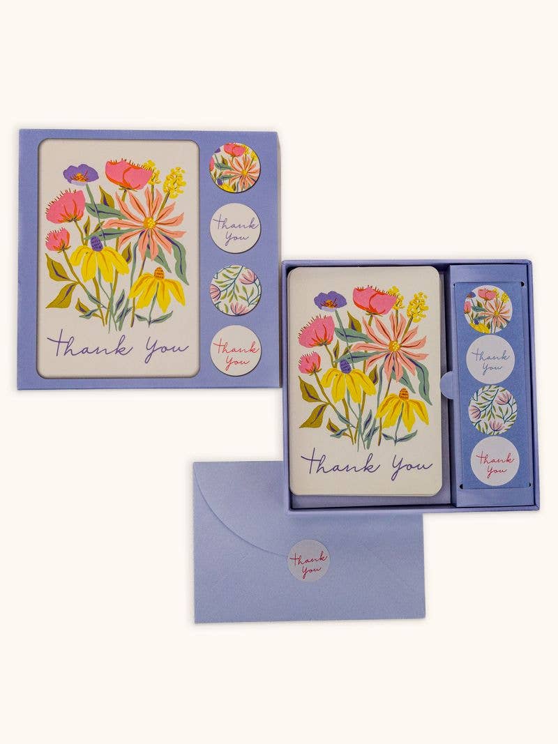 Springtime Blooms Assorted Note Card Set with Stickers