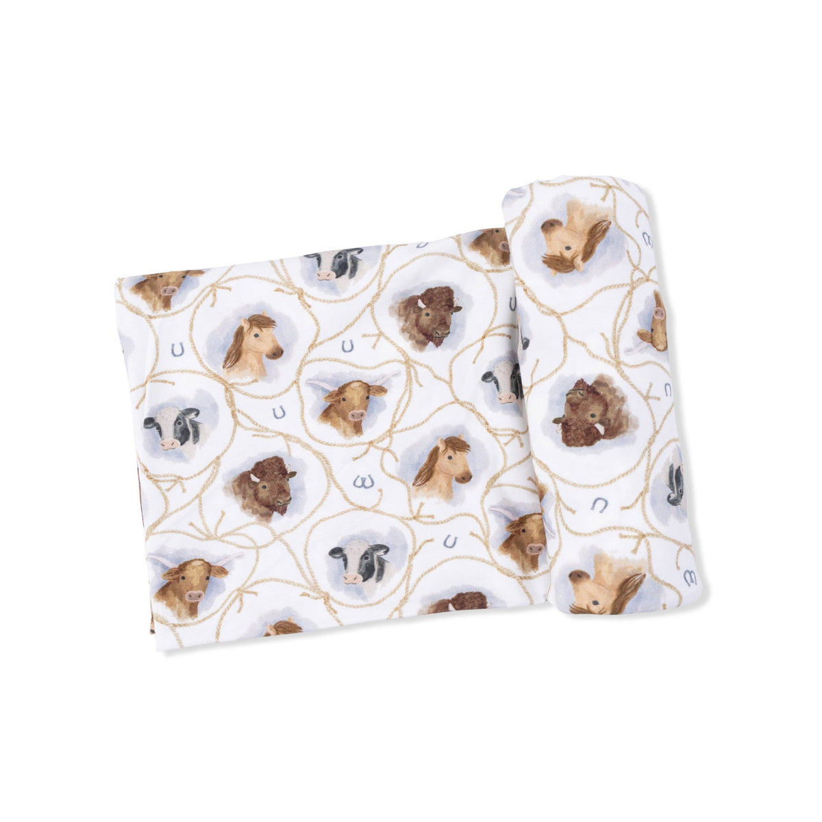 Farm Animals Rope Cameos Uni - Swaddle Blanket