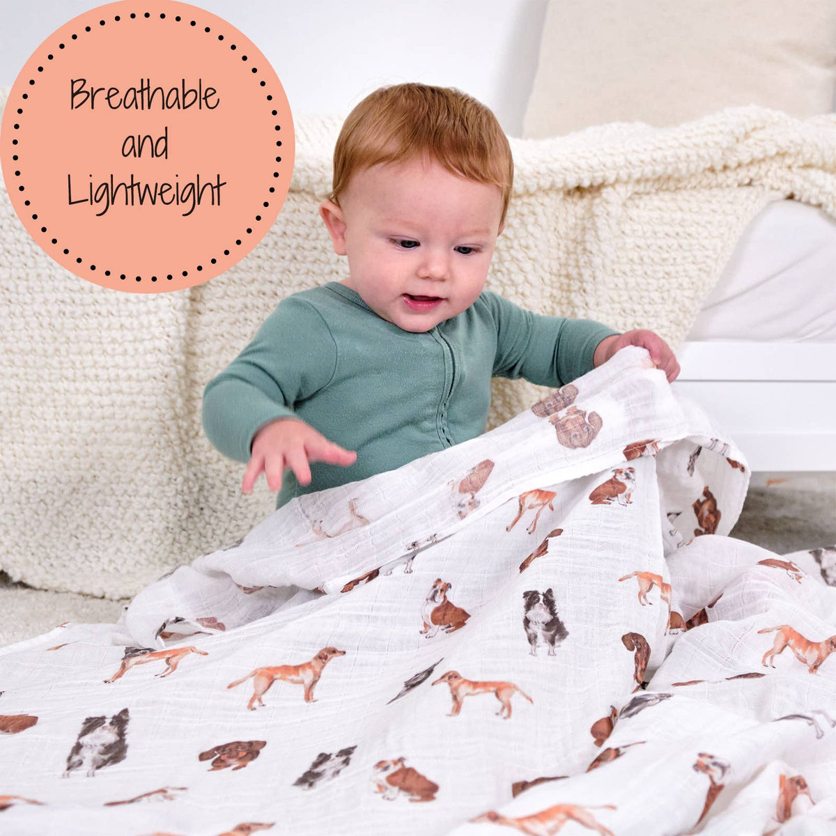 Adorable Dog Print Baby Swaddle Blanket