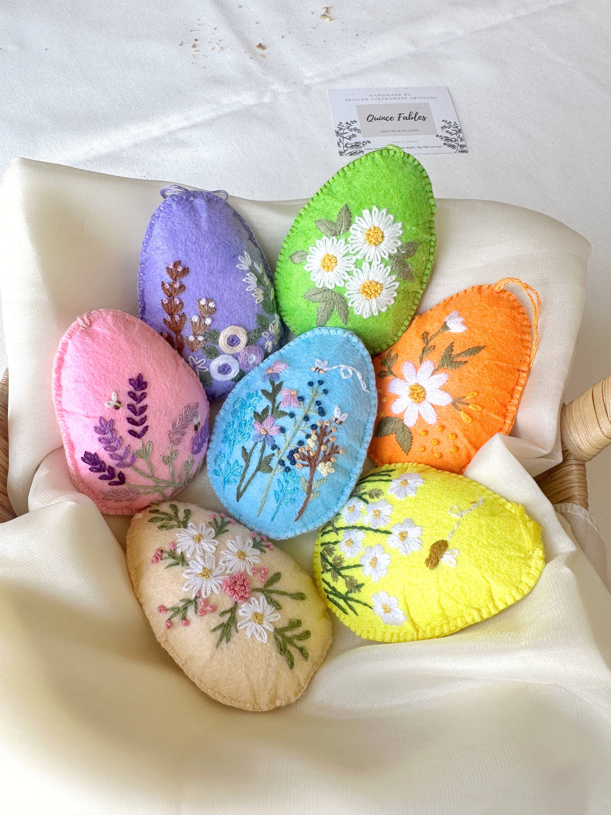Easter Felt Ornaments With Hand Embroidery