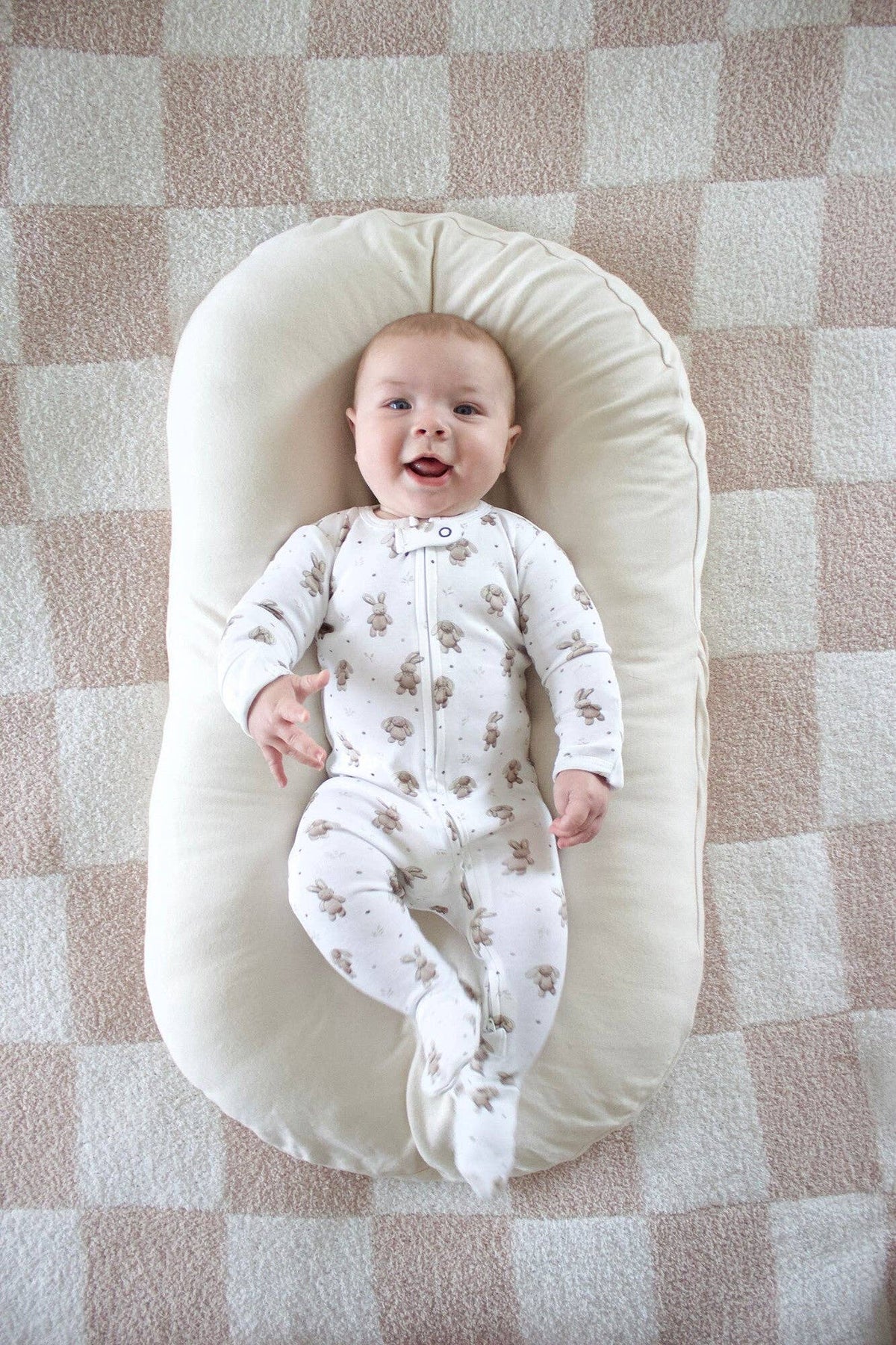 Organic 2-Way Zipper Footie in Bunny Shadow