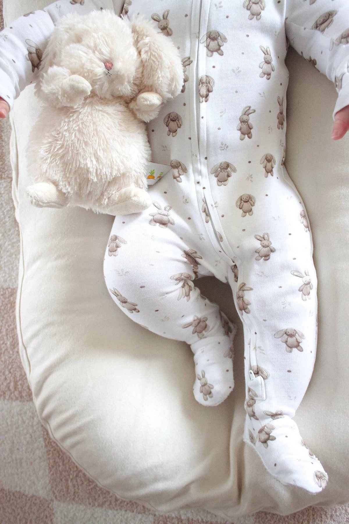 Organic 2-Way Zipper Footie in Bunny Shadow