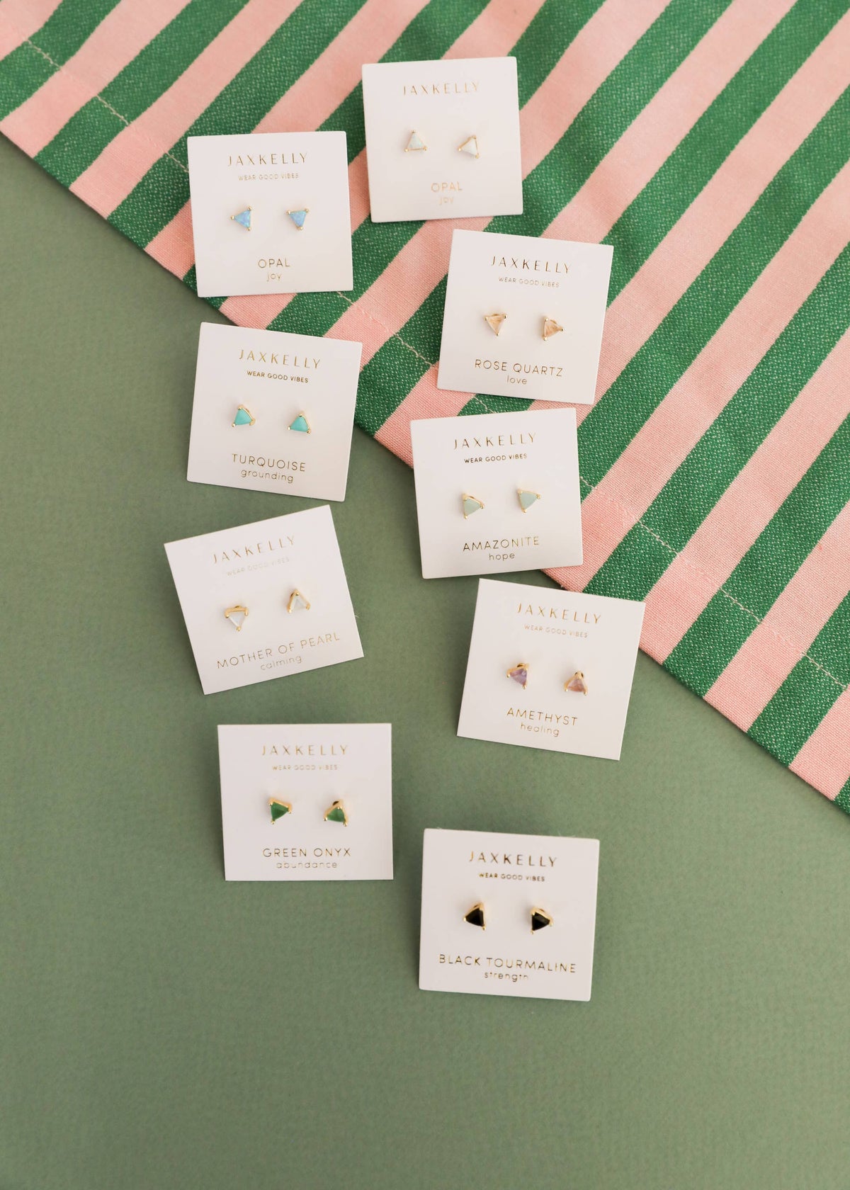 Mini Energy Gem - Amazonite - Gold Earrings
