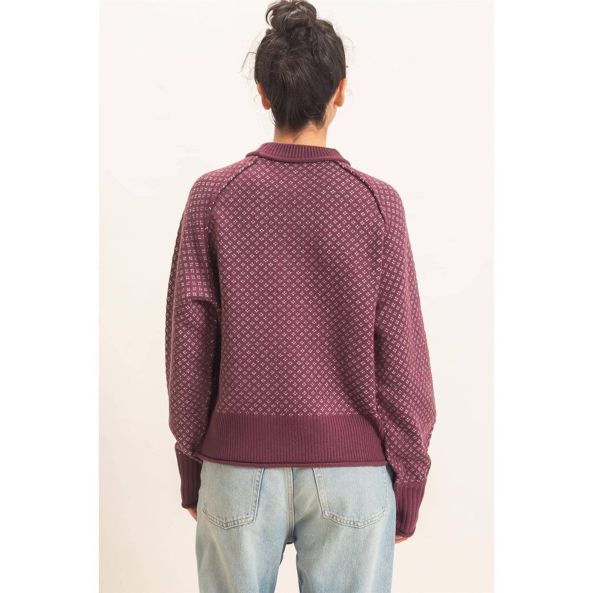 Patterned Mock Neck Sweater