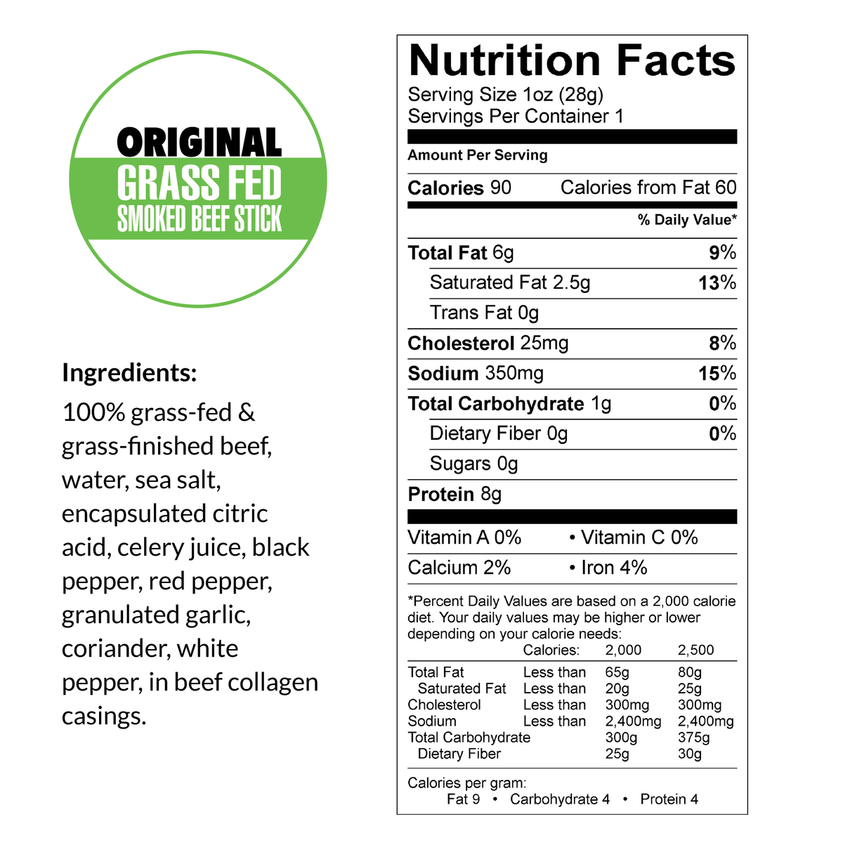 Original 100% Grass-Fed Beef Sticks