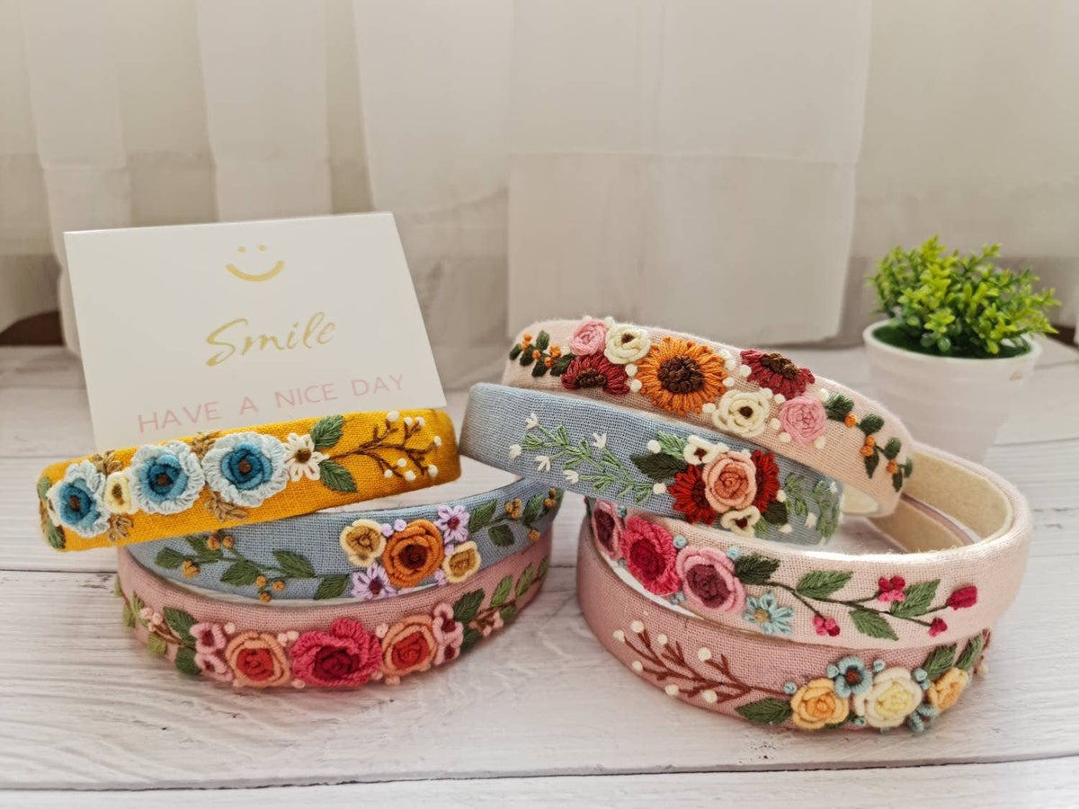 Floral Embroidered Headband, Collection Elena