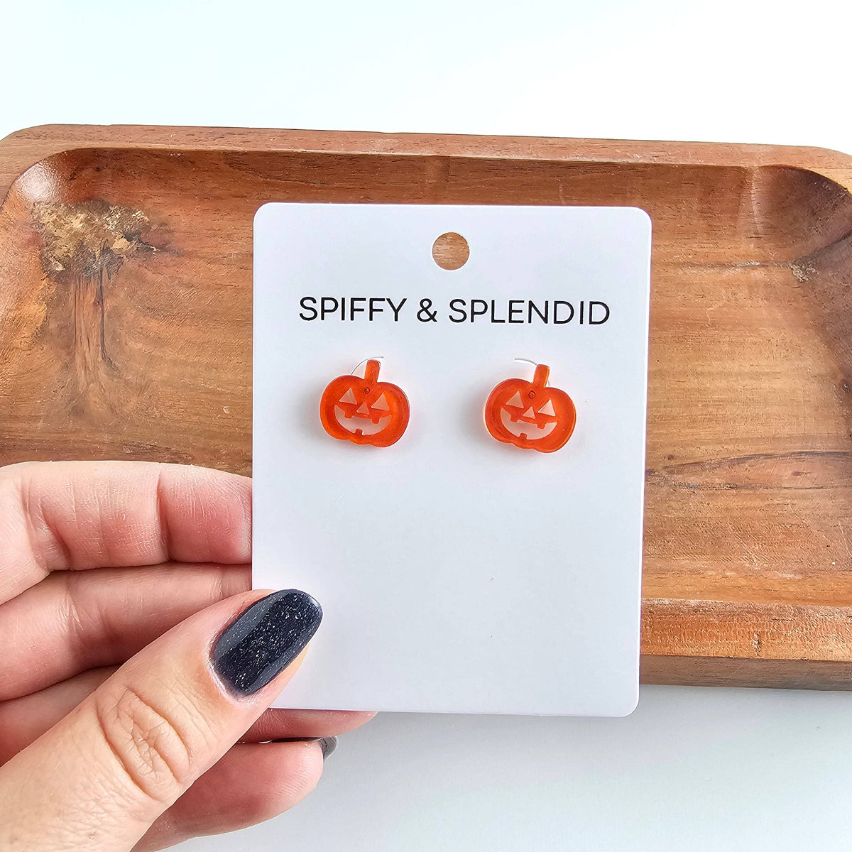 Jack O' Lantern Pumpkin Studs - Orange Glitter // Halloween