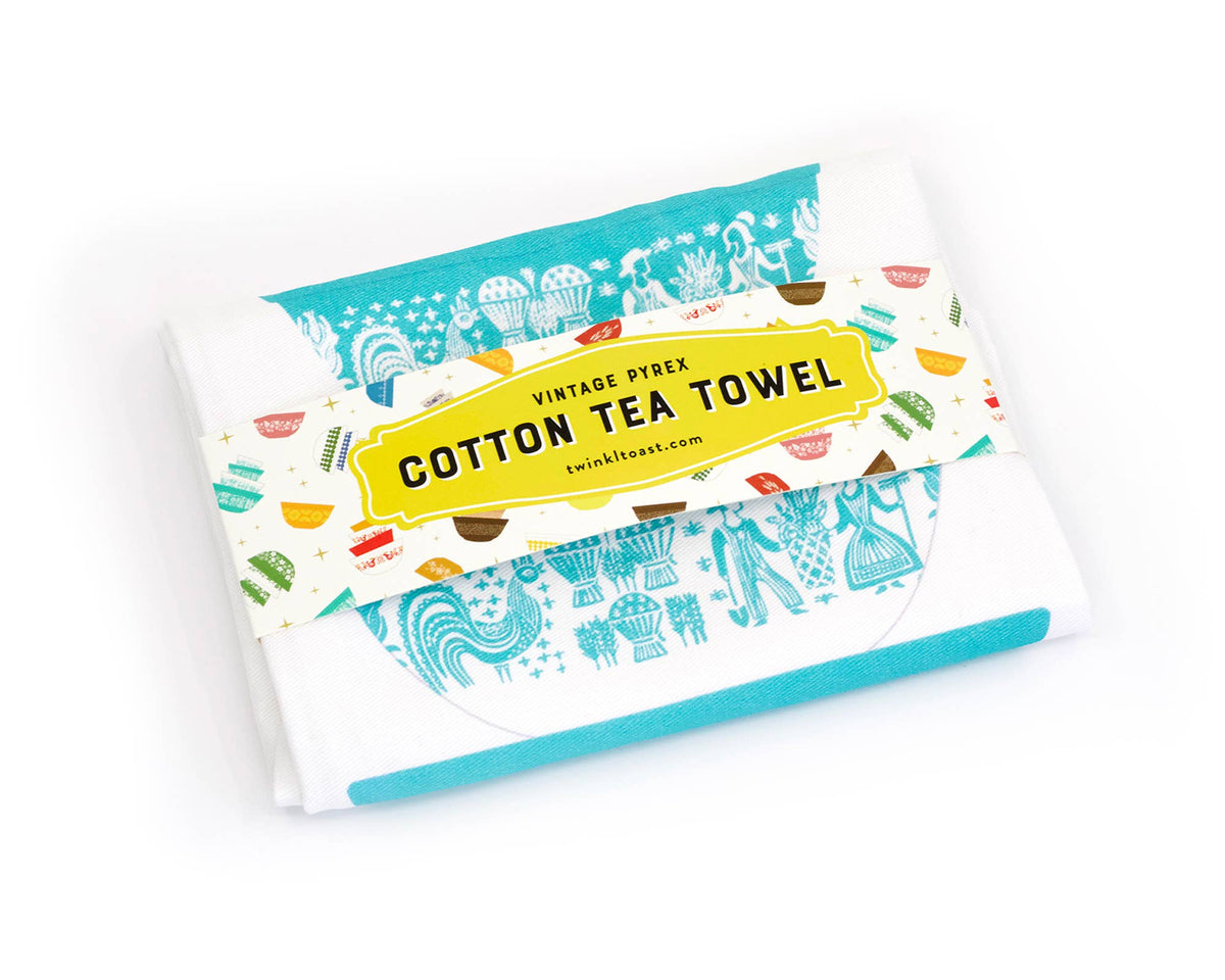 Vintage Bowl Stack Cotton Tea Towel | 6 Patterns