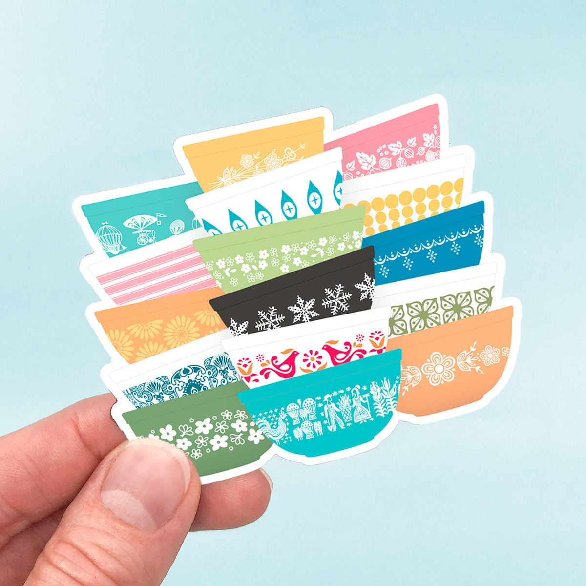 Pyrex-Inspired Whimsy Stack Magnet – Retro Fridge Decor