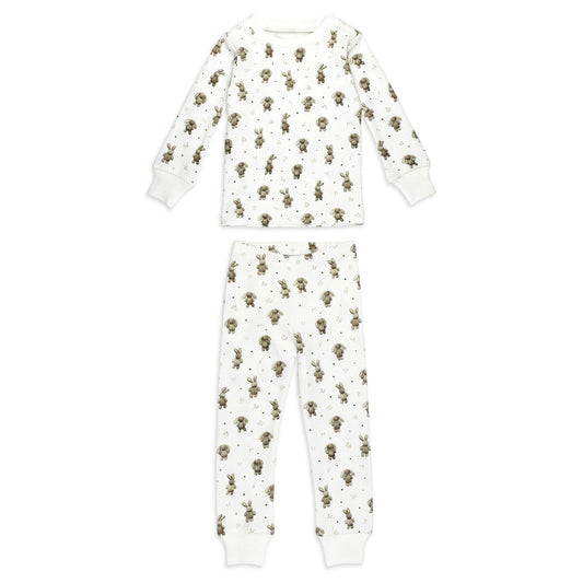 Kids' Organic L/Sleeve PJ Set in Bunny Shadow