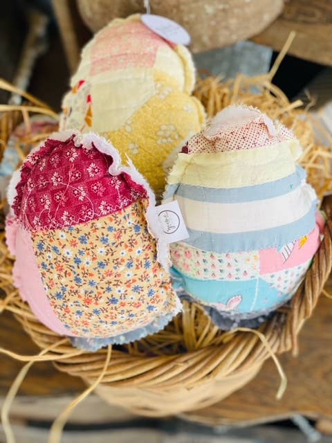 Vintage Fabric Easter Eggs made from upcycled quilts