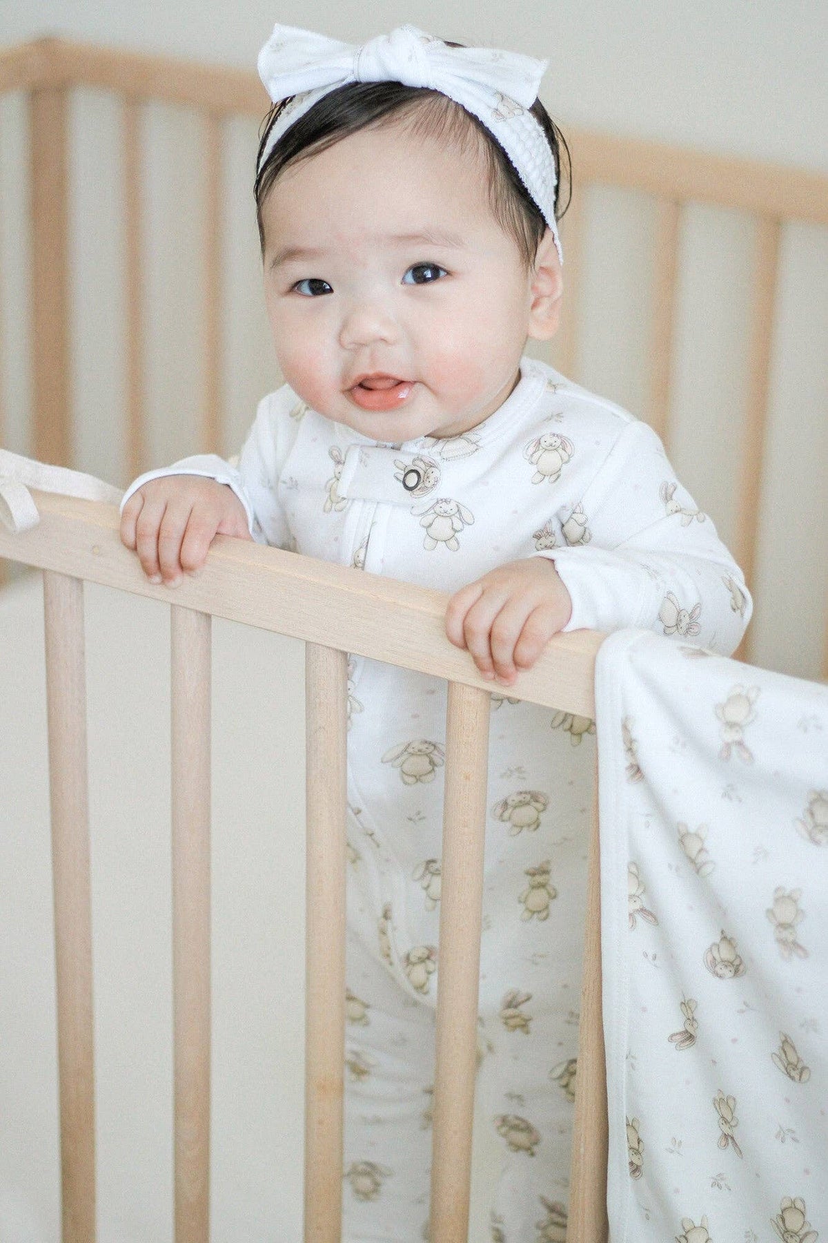 Organic 2-Way Zipper Footie in Bunny Biscuit