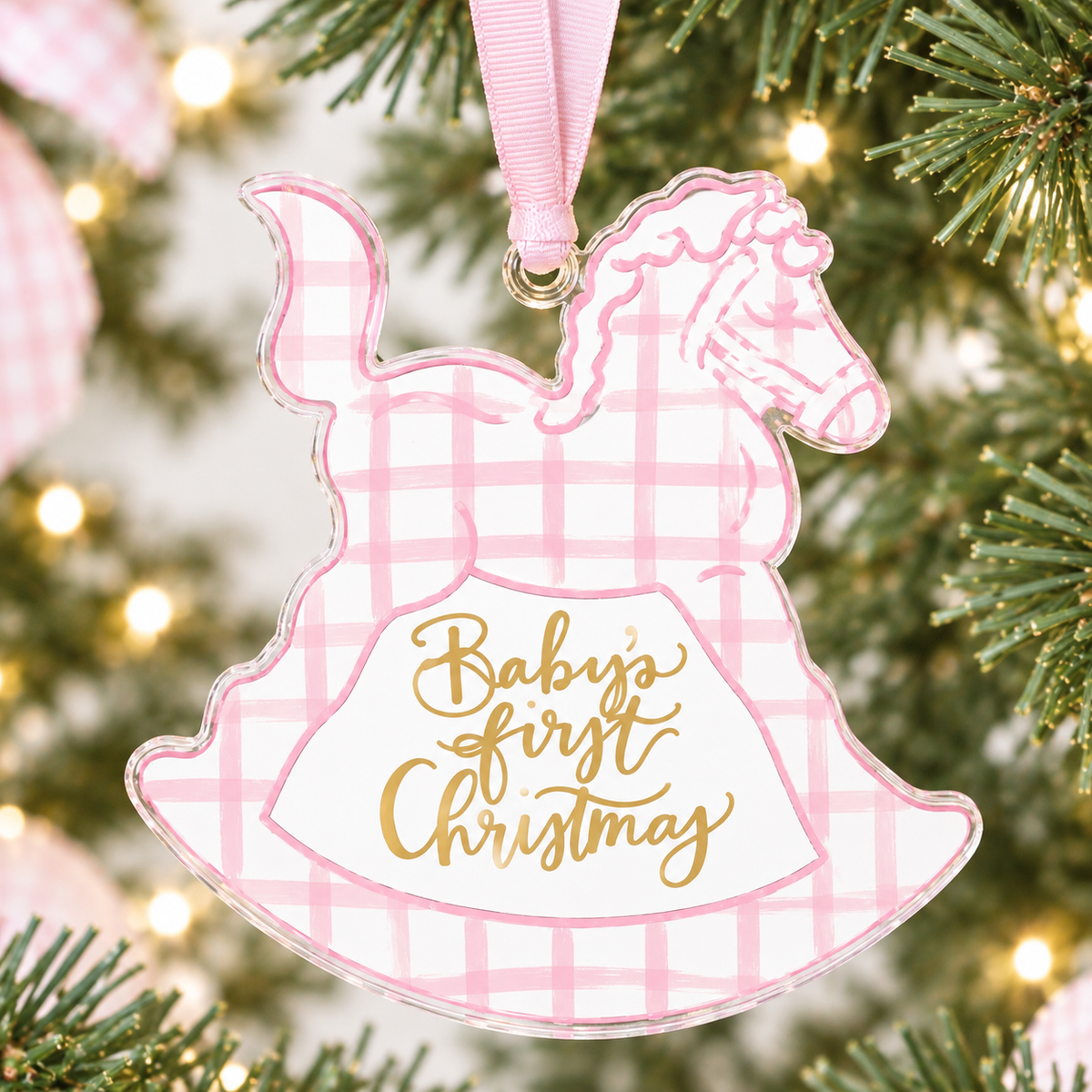 Baby’s First Christmas Acrylic Ornament -Pink