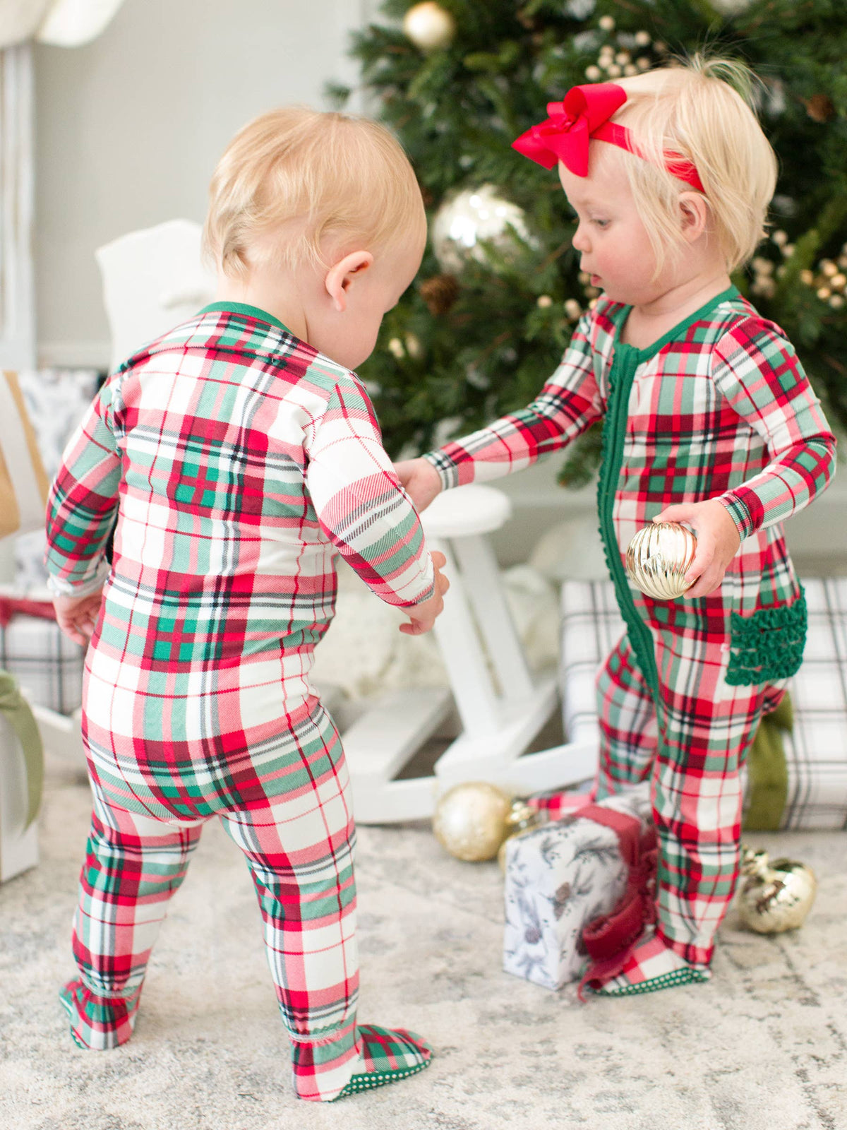Baby Boys Dashing Dreams Plaid Modal Footed One Piece Pajama
