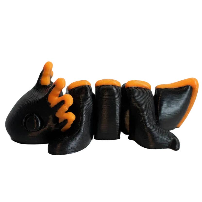 Axolotl (Black and Orange) • Articulated *Larger* Animals • 3D Printed Articulated Animal • Flexi Animals • Pocket Pets • Pocket Pals • Desk Pets [#29]