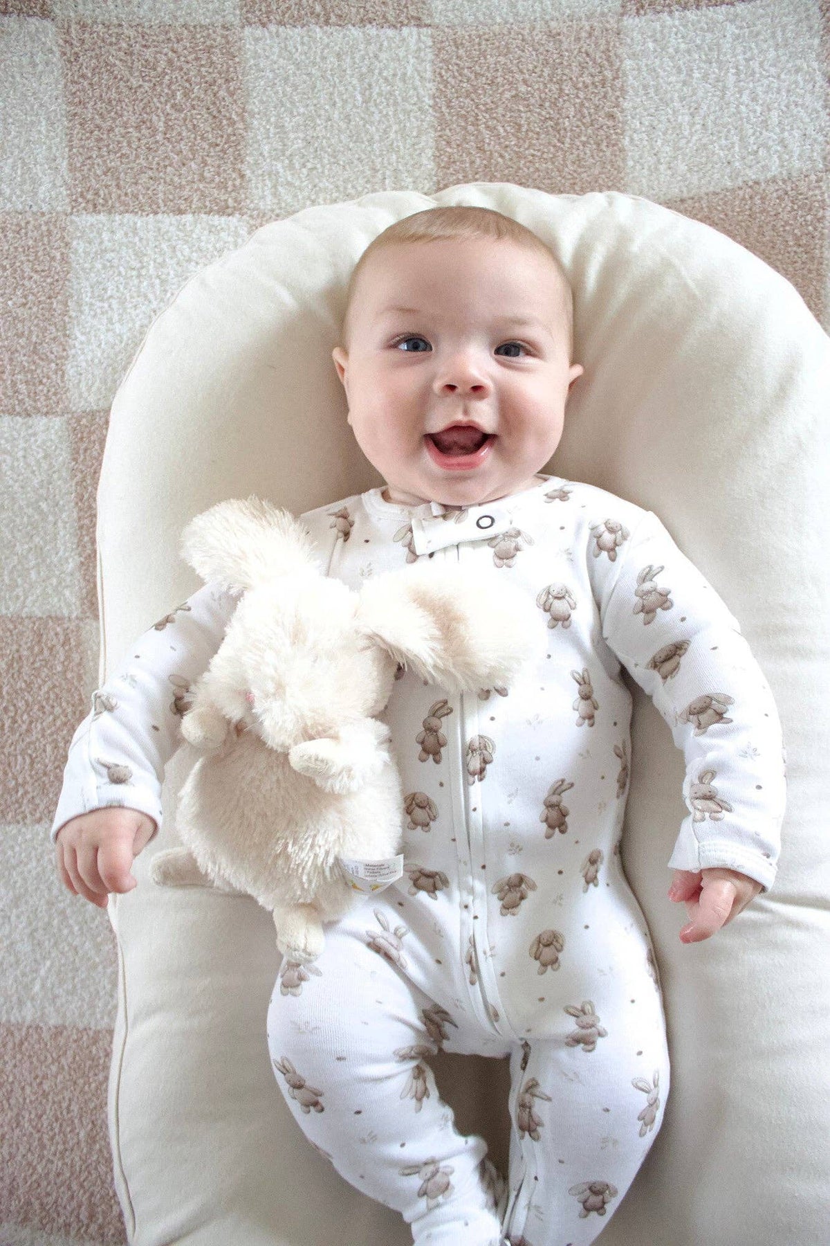 Organic 2-Way Zipper Footie in Bunny Shadow