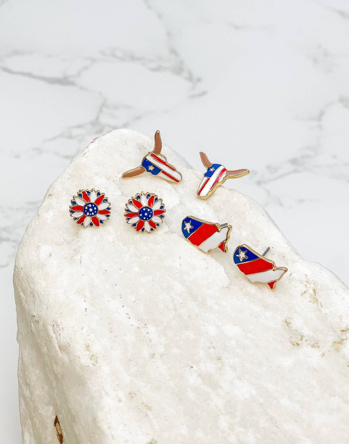 USA Enamel Stud Earrings