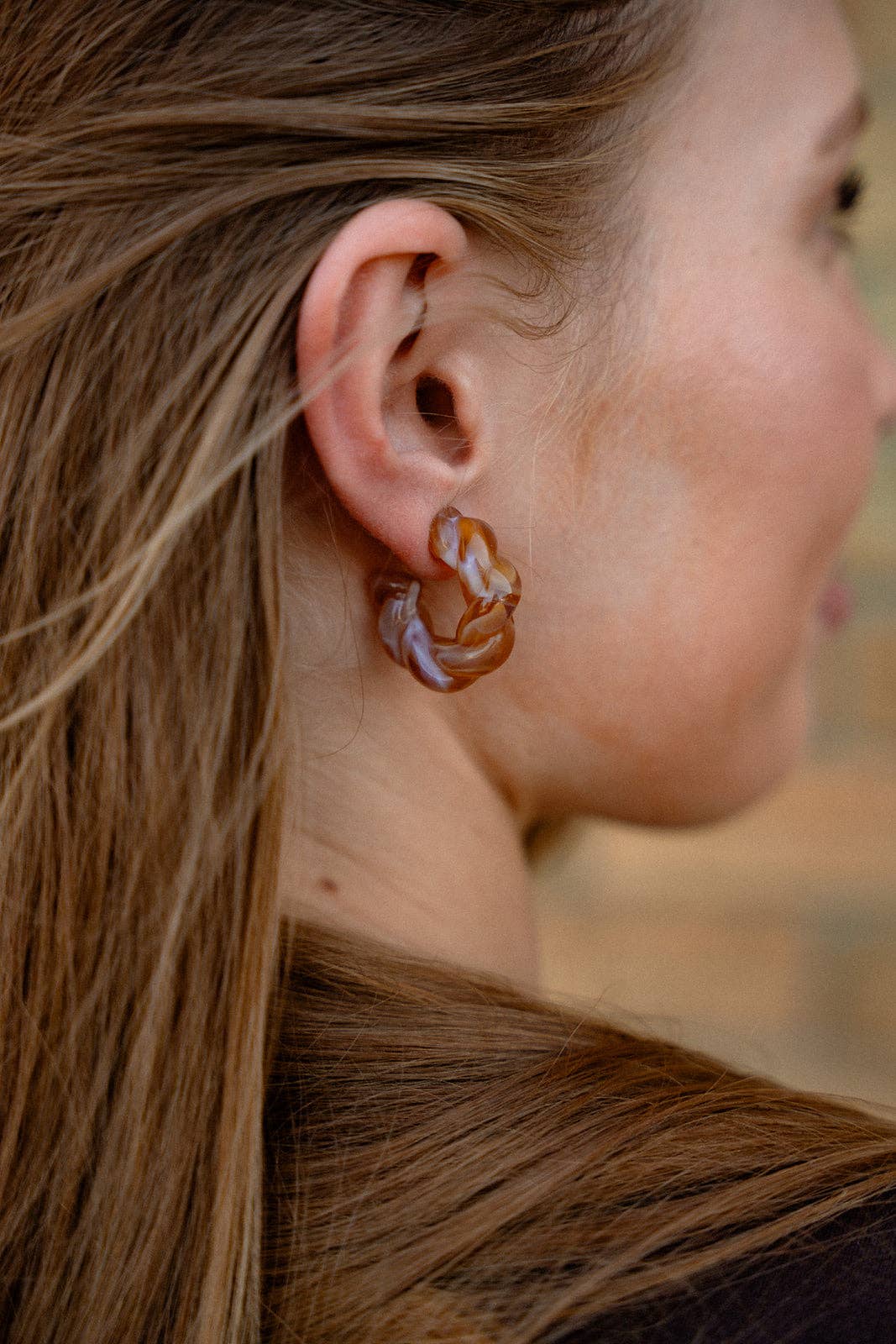 Ramona Hoops - Caramel // Fall, Resin, Earrings, Jewelry
