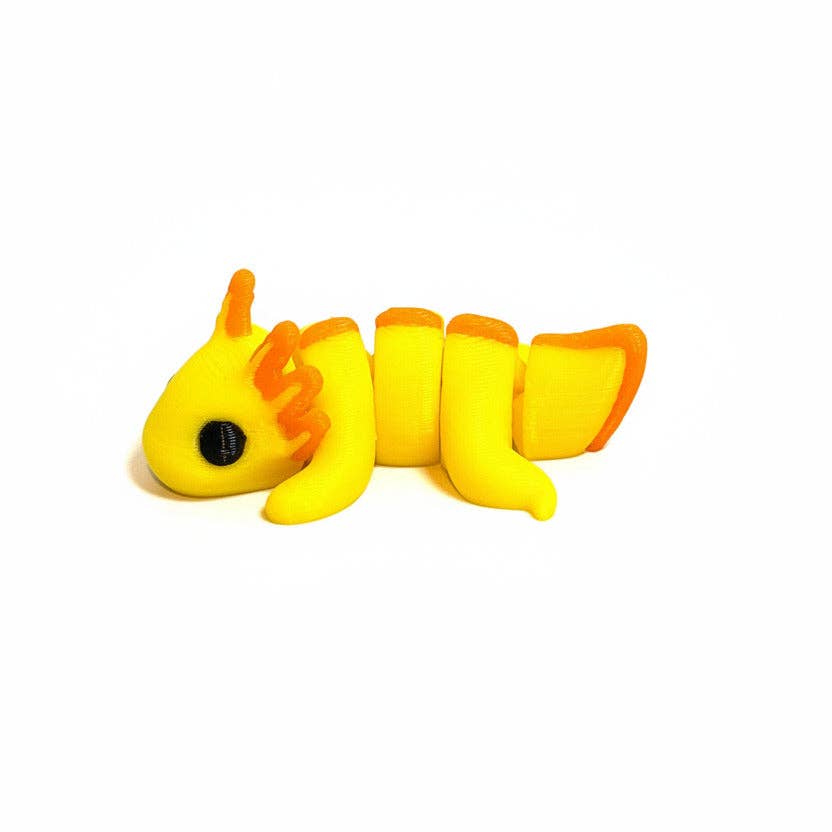 Axolotl (Yellow and Orange) • Mini 3D Printed Articulated Animal • Flexi Animals • Pocket Pets • Pocket Pals • Desk Pets [#29]*