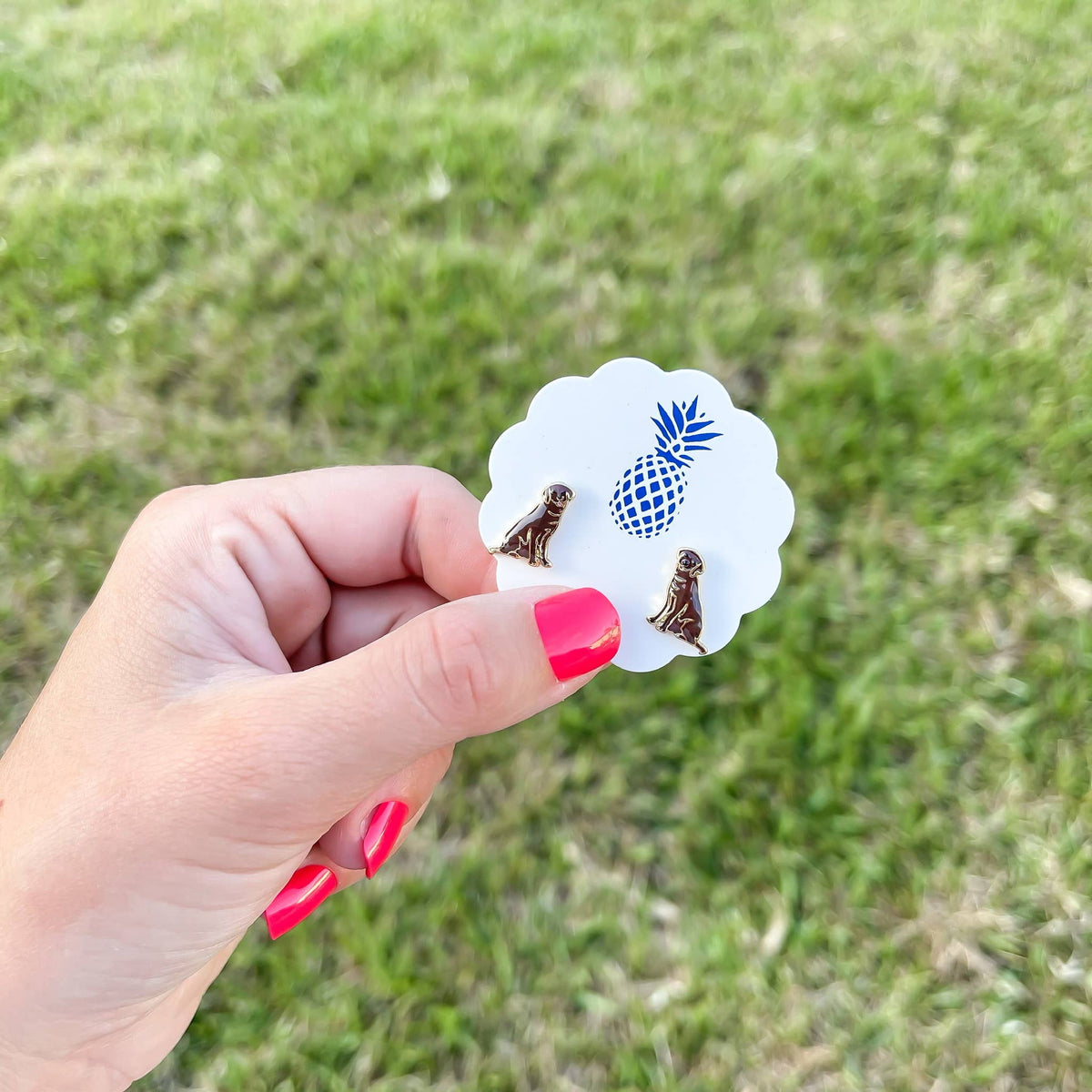 Chocolate Lab Enamel Stud Earrings