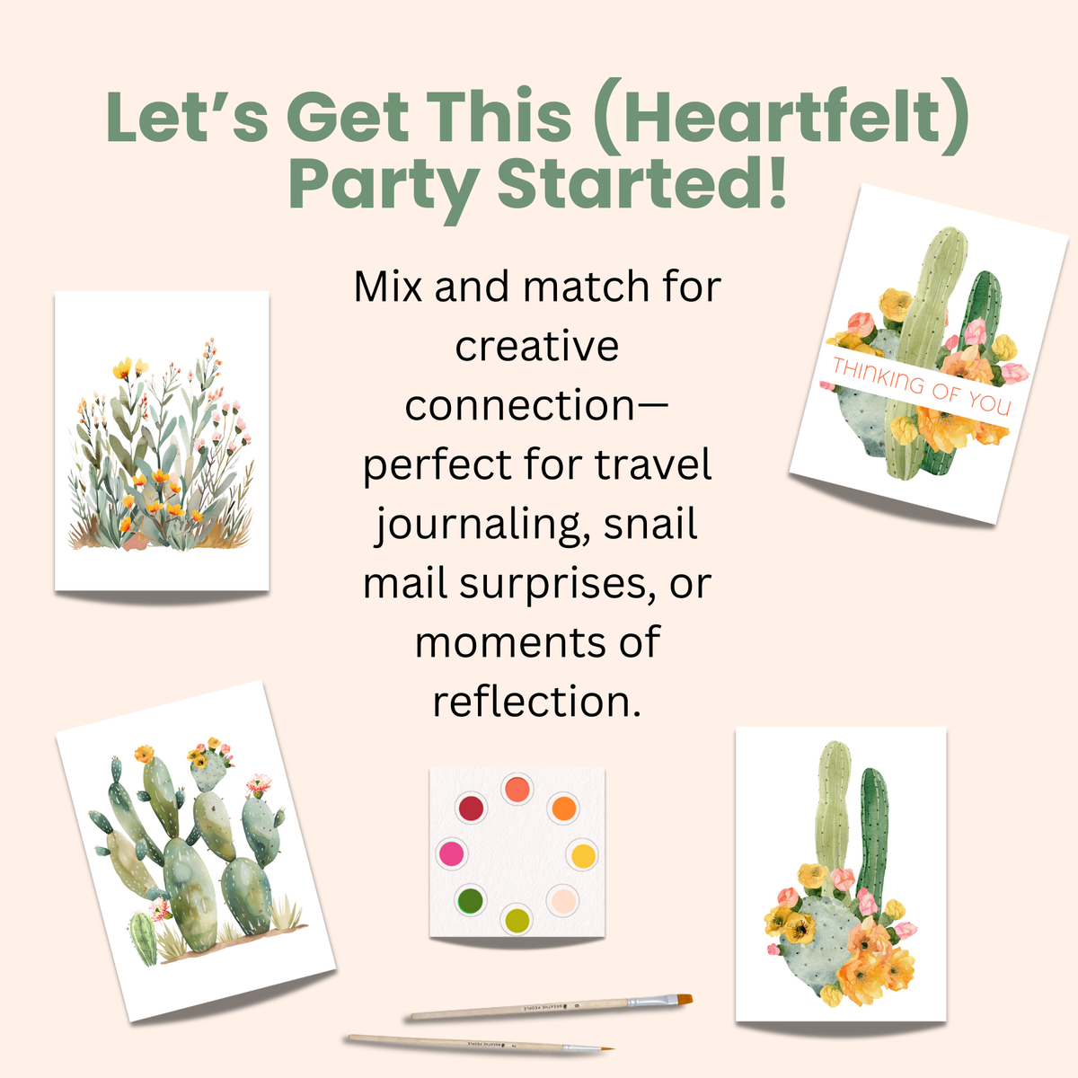 All in One Watercolor Mini Prints + Postcards: Desert Blooms
