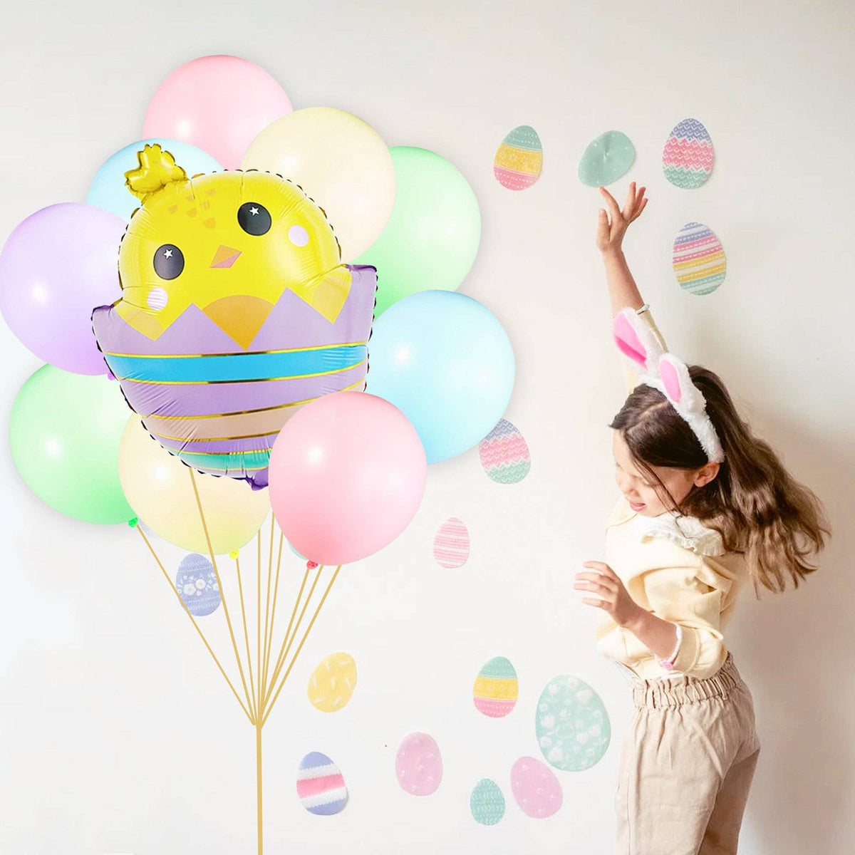 Easter Chick Spring Pastel Balloon Bouquet (11 Pack)