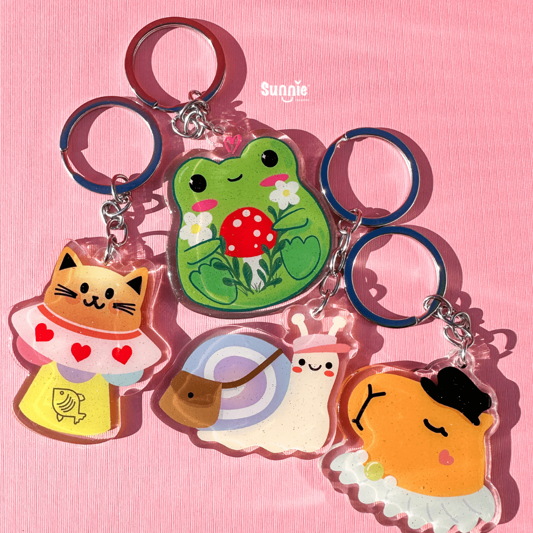 Mushroom Froggie Acrylic Keychain