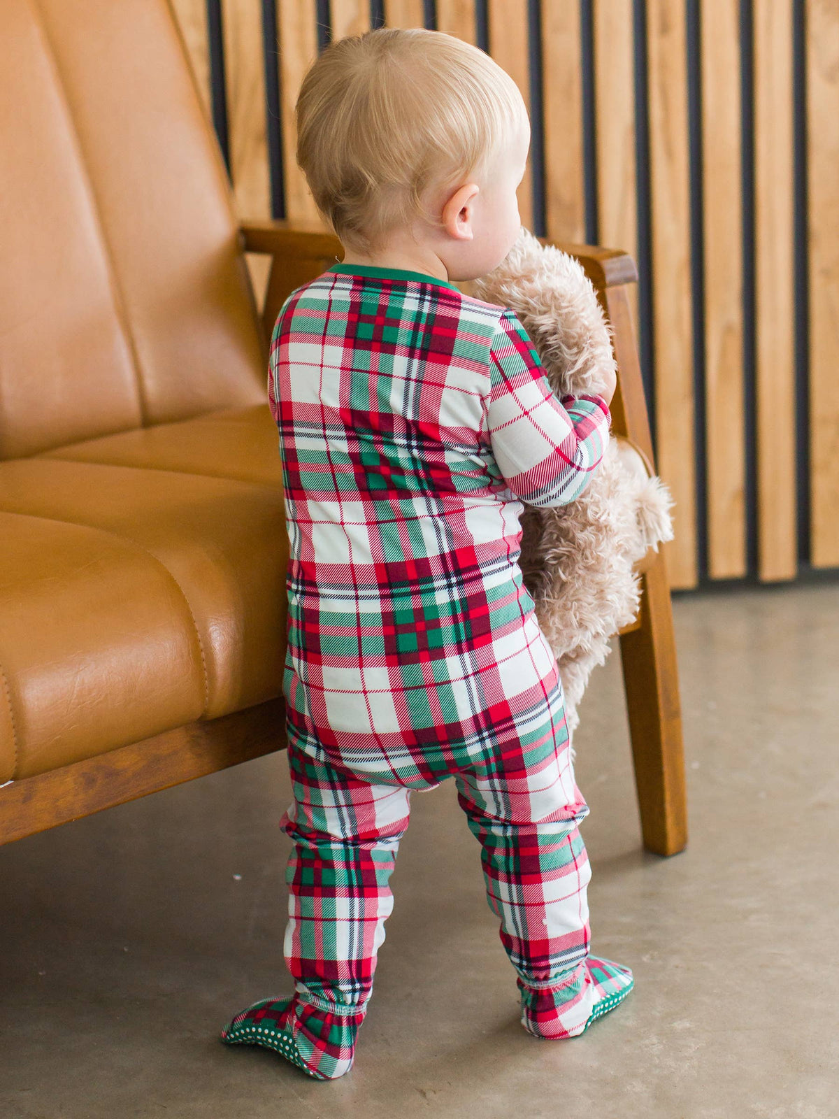 Baby Boys Dashing Dreams Plaid Modal Footed One Piece Pajama