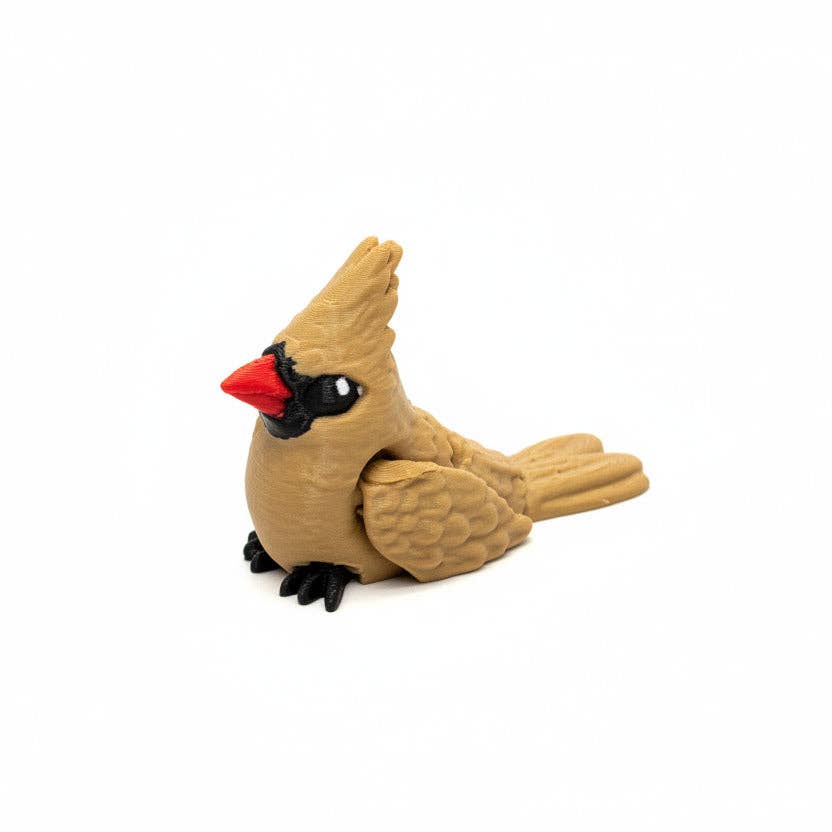 Cardinal (Brown) • Bird • Mini 3D Printed Articulated Animal • Flexi Animals • Pocket Pets • Pocket Pals • Desk Pets*